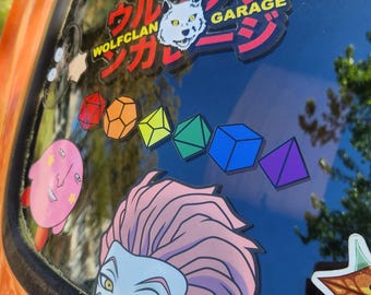Rainbow Dice Sticker: Waterproof Vinyl Decal for Laptop, Car, DnD