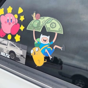 Finn and Jake Sticker | Adventure Show Window Diecut Sticker | Funny Snail Decal | phone case water bottle car truck window decal