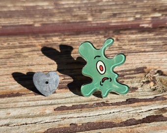 Acrylic Squished Plankton Pin | Funny Lapel Pin For Vest, Hat, Backpack, Etc