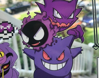 Gastly Haunter Gengar Car Decal: Waterproof Gen 1 Ghost Family Sticker