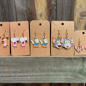 Retro cartoon earrings | old Cartoon Network earrings | Tom & Jerry | Courage the cowardly dog | Rocco’s modern life