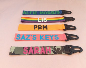 Personalised Wristlets | Named Keychains | Personalised Key Clip | Custom Wristlets | Kids Name Label | Kids School Label | Custom Key Clips
