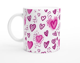 Sweet Mug With Hearts: Heartfelt Embrace Ceramic Mug, Share The Love, JaaynasTreasures