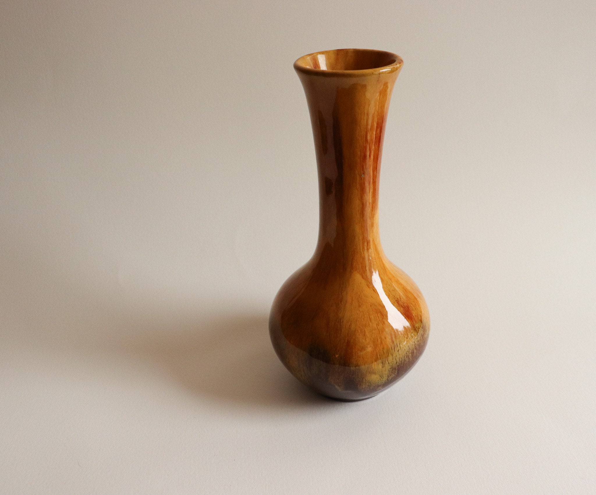 Vintage Blue Mountain Pottery Bulb Vase Harvest Gold Glaze MCM Etsy