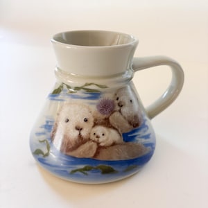 Vintage Otagiri Sea Otter Coffee Mug: Wide Bottom, Non-Slip Nautical Cup