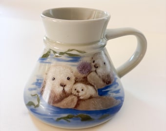 Vintage Otagiri Sea Otter Coffee Mug: Wide Bottom, Non-Slip Nautical Cup
