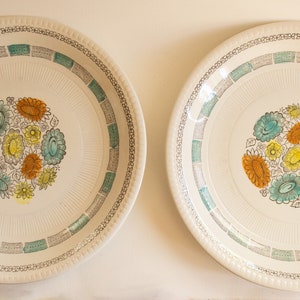 Vintage Kathie Winkle Corfu Dinner Plates: Hand-Painted Floral Riviera (Pair)
