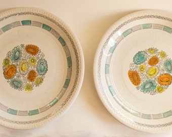 Vintage Kathie Winkle Corfu Dinner Plates: Hand-Painted Floral Riviera (Pair)