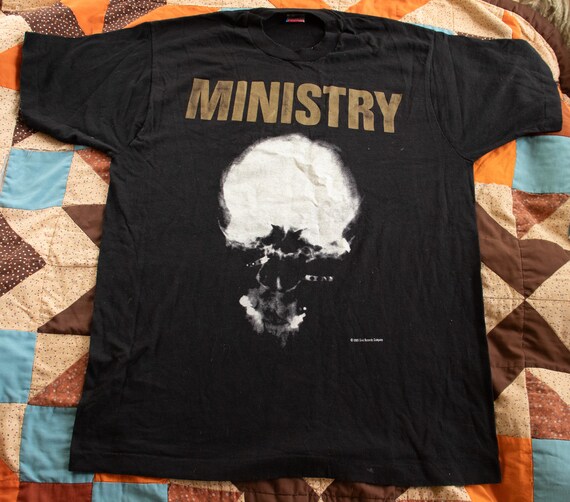 Buy Vintage Ministry Band T-shirt FOTL 1989 Sire Records Skull 