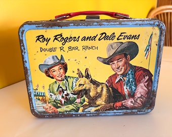 Vintage Roy Rogers and Dale Evans Double R Bar Ranch Tin Lunchbox 1957