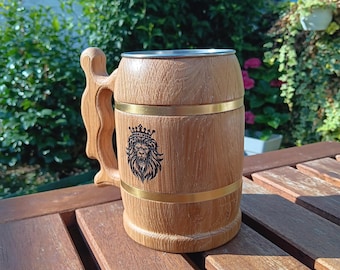 Boccale da birra personalizzato in legno di quercia