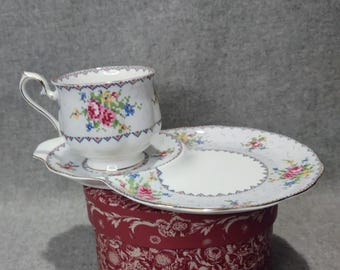 Taza y platillo para aperitivos Royal Albert Petit Point Pattern Vintage (modelo descatalogado)