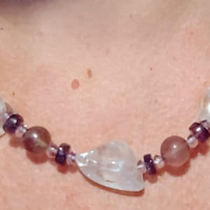 90s Vintage Amethyst and Quartz Beaded Necklace