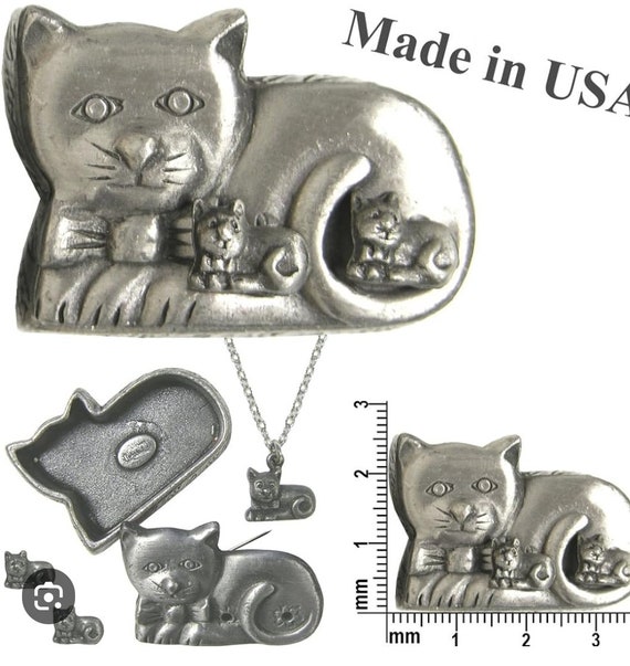 Pewter Cat Jewelry Box, Earrings, Necklace - image 9