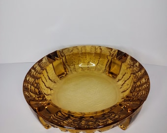 Cenicero vintage de cristal ámbar con base para puros, cigarrillos y artículos de tabaco, 17 cm (6,75"), estilo retro MCM.