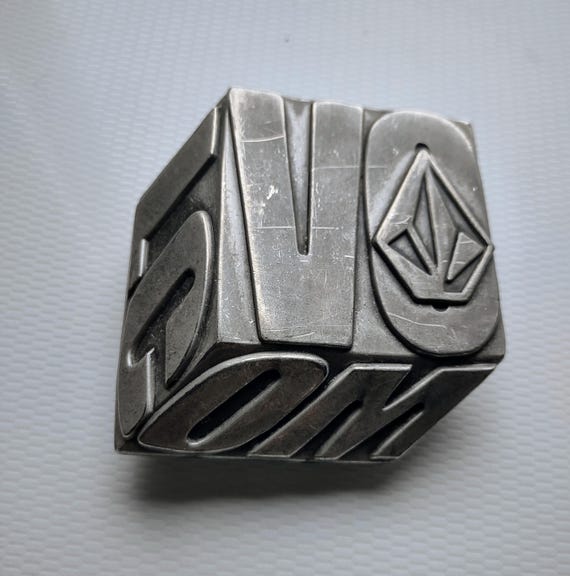 Volcom Y2K 3D Cube Pewter Belt Buckle - image 1