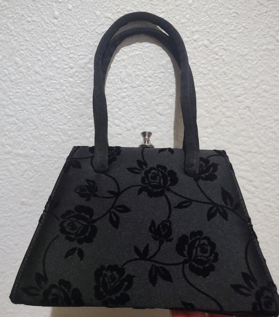 Black Satin Top Handle Heart
