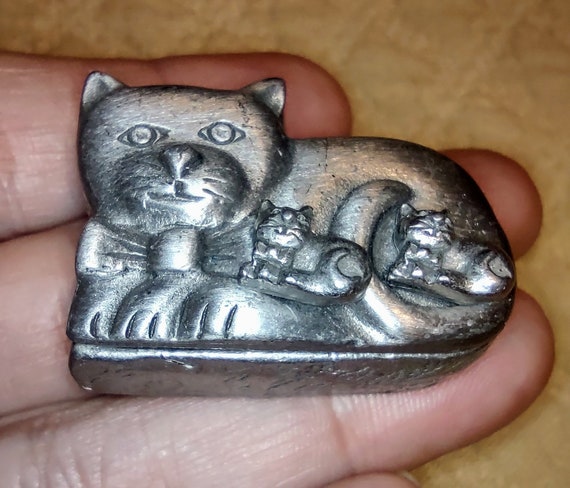 Pewter Cat Jewelry Box, Earrings, Necklace - image 1