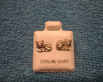 Sterling silver cat earrings