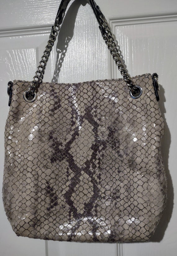 Michael Kors python embossed suede tote purse