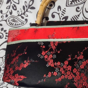 Vintage Yans N.Y. Cherry Blossom Bamboo Handle Purse