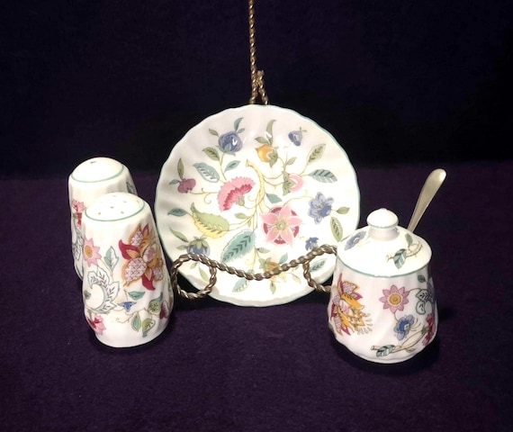 Minton Haddon Hall Vintage Condiment Set Salt and Pepper Shakers
