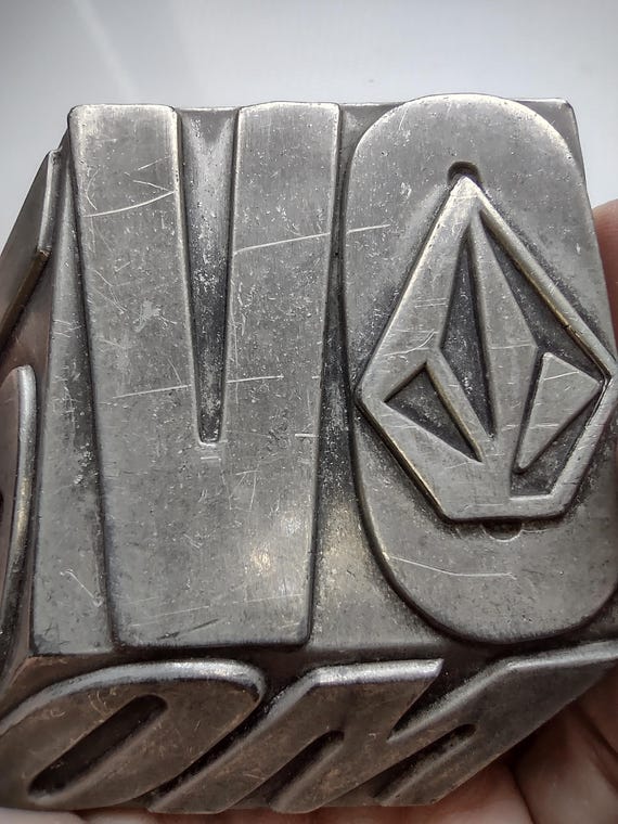 Volcom Y2K 3D Cube Pewter Belt Buckle - image 2