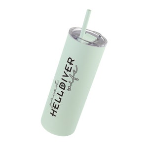 Proud Helldiver Wife Skinny Matte Tumbler, 20oz Helldivers 2 Tumbler, Funny Helldivers Merch, Husband Helldiver, Video Game Wife Cup