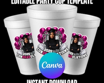 5 Grad Design Bundle | Canva Grad Templates | Custom Cup & Shot Glass| Printable Graduate Graphics | 2025 Grad | Senior 2025 | Birthday