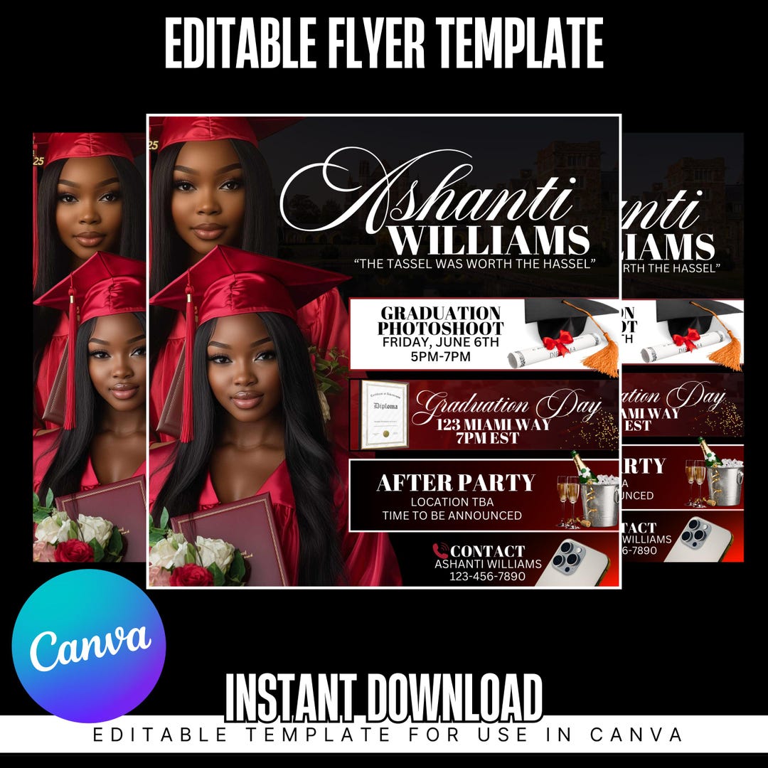 Graduation Party Flyer Template: Customizable Canva Design - Etsy