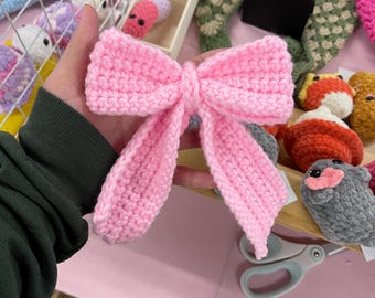 gehäkelte Schleife Haarspange, Haarschleife, Rosa Haarclip Schleife, handgefertigt