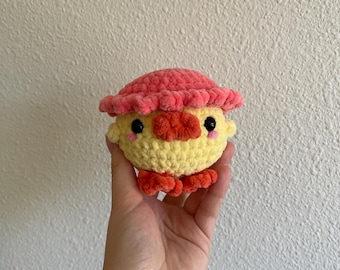 Gehäkelte Ente mit rosa Mütze, Chunky Duck Plushie, Chunky Chick Plushie mit rosa Mütze