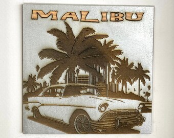 Malibu etched & engraved wall art