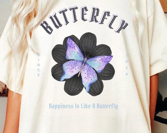 Vintage Butterfly Shirt, butterfly lover gift, butterfly top, butterfly tee, comfort colors shirt, butterfly t shirt, botanical tshirt