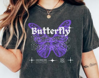 Butterfly T-Shirt, vintage Shirts, Fairycore Clothing, Aesthetic Butterfly, Nature Tshirt, Botanical Tshirt, Shirt with Butterfly.