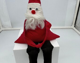 Vintage Retro Santa Claus Polka Dot Christmas Holiday Plush shelf  sitter10"