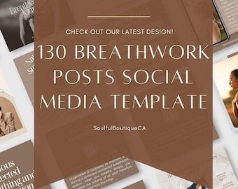 130 Breathwork Social Media Posts, CANVA TEMPLATE Instagram Posts/Stories, Wellness Coach