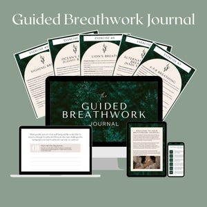Diario de ejercicios de respiración guiada para aliviar el estrés: ejercicios guiados, PLANTILLA CANVA y PDF