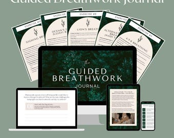 Guided Breathwork Journal for Stress Relief: Guided Exercises, CANVA TEMPLATE & PDF