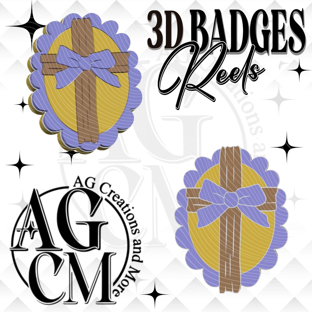 3D Faith Cross Bow 3D Badge Reel, 3D Stl, 3mf File - Etsy