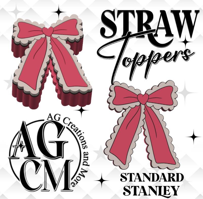 Trendy Ruffle Bow Straw Topper, 3D Stl, 3mf File, 3D Straw Topper - Etsy