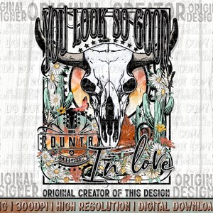 Western Trendy In Love Design Png, Sublimation Png Design, Western Png, Digital Design, Country Music Design Png, Boho Skull design Png