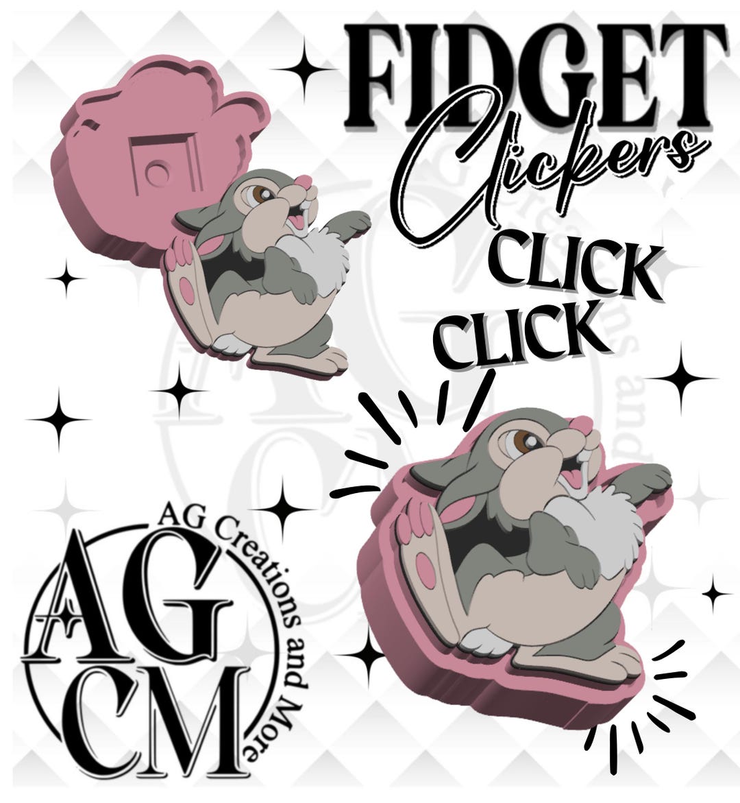 Rabbit 3D Fidget Clicker STL, 3MF - Etsy