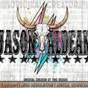 Trendy Design Png, Aldean png, Cowboy png, Sublimation Png, Trendy Lighting Bolt png, Boho Skull png, Stars png, Country png