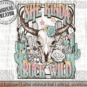 Western Trendy Kind of Wild Design Png, Sublimation Png Design, Western Png, Digital Design, Catus Design Png, Boho Skull design Png