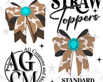 Trendy Western Cowhide Bow Straw Topper, 3D Stl, 3mf file