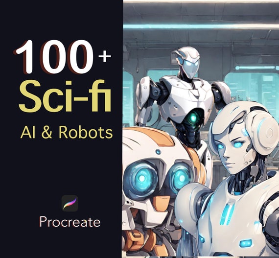 100+ Sci-Fi AI Robot Procreate Stamps (Digital Download)