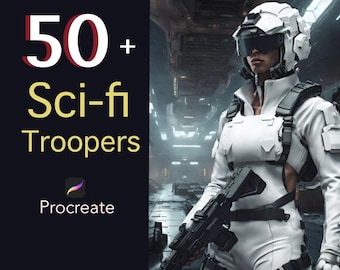 50+ Sci-fi Troopers Procreate Stamps - Military Soldiers - Male & Female