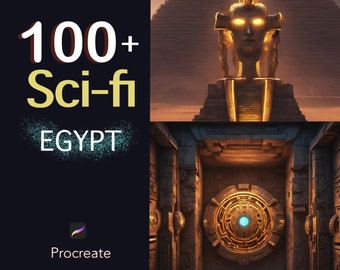 Sci-Fi Egypt Procreate Stamps: Hieroglyphics, Statues (Digital Download)