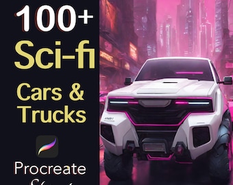 100+ Sci-Fi Cars & Trucks Procreate Stamps (Digital Download)